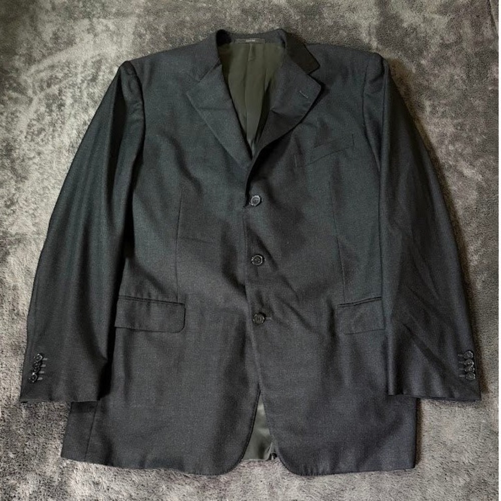 Ermenegildo Zegna Mens 58L Charcoal Grey 100% Wool 3 Button Blazer Made in Italy